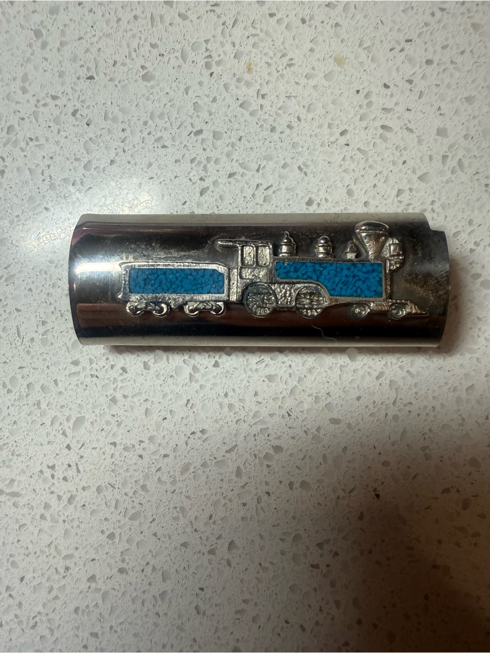 Vintage Silver & Turquoise Locomotive Train lit Cover Sleeve
